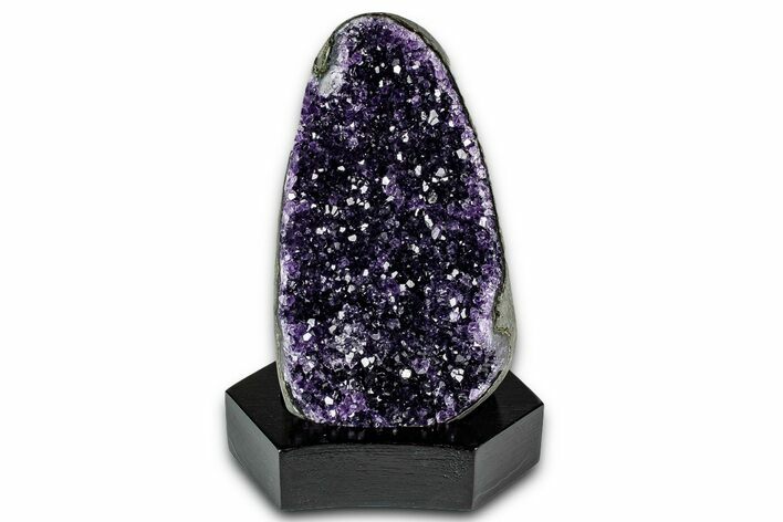 Deep Purple Amethyst Geode With Wood Base - Uruguay #342818